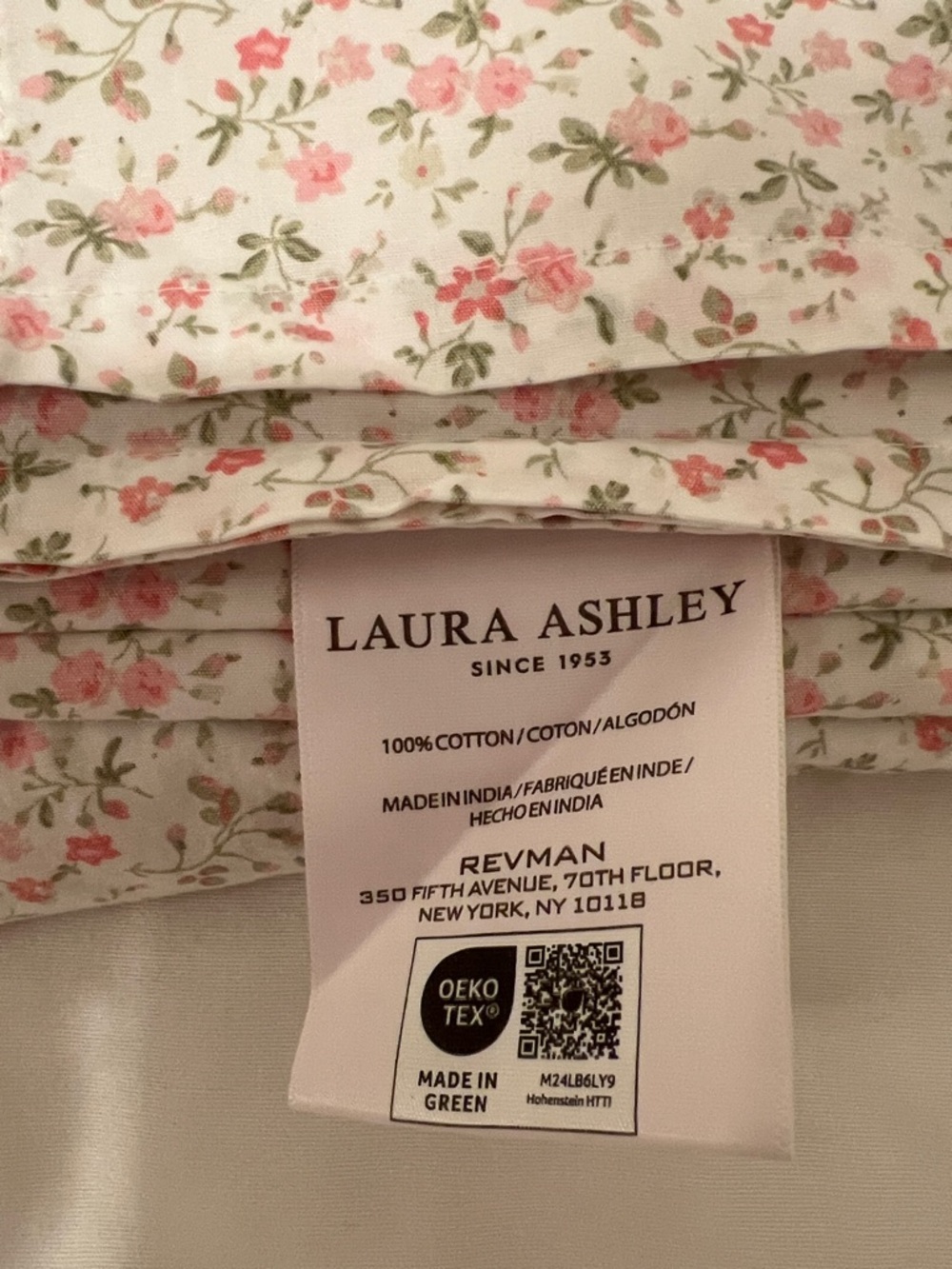 Laura Ashley Queen Pink Floral Sheet Set - Picture 3 of 3